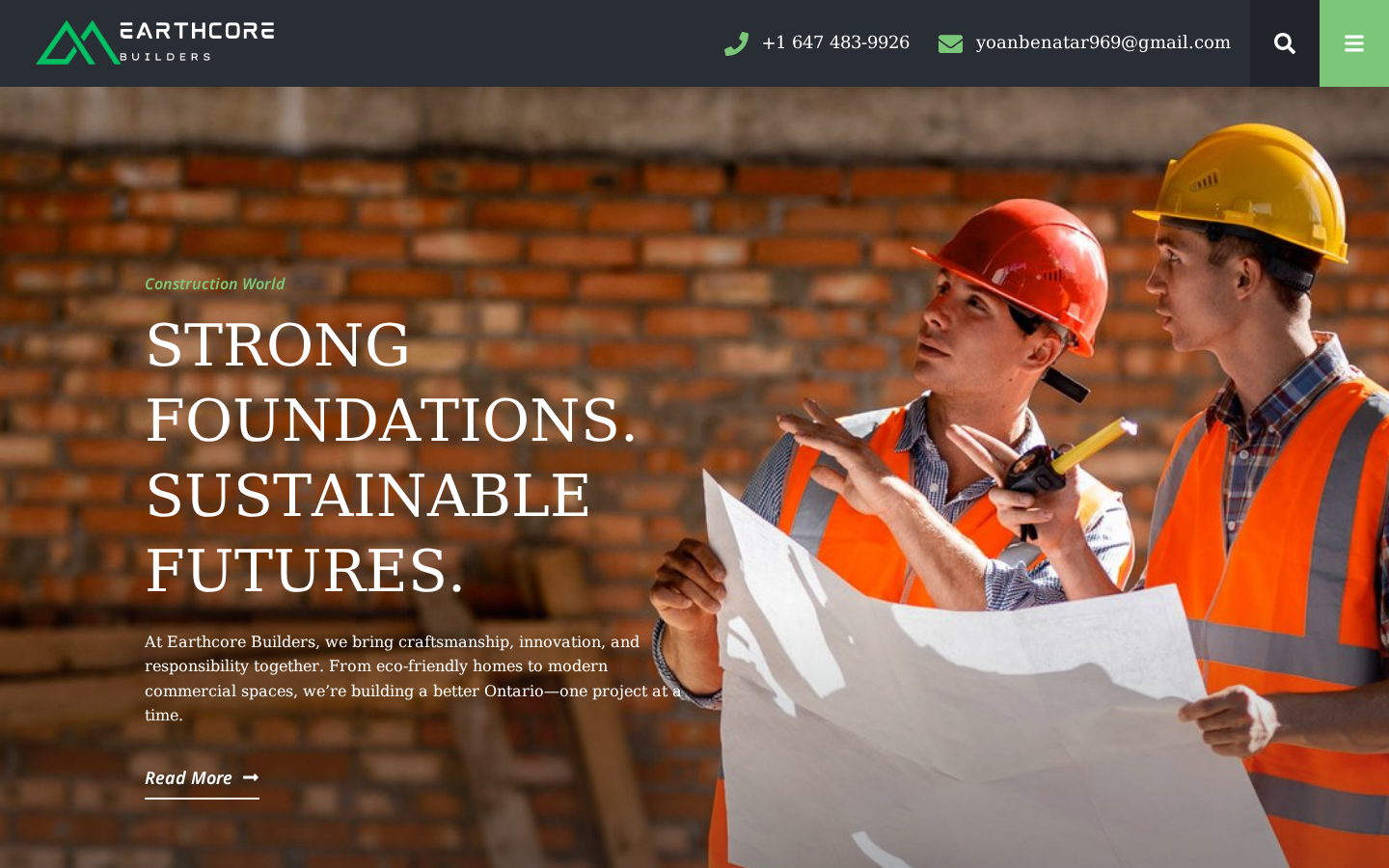 Earthcore Builders — aperçu du site