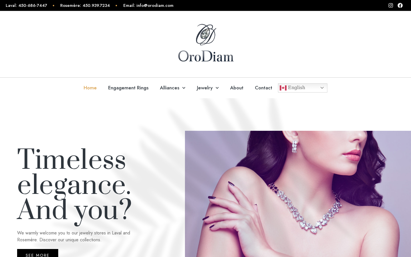 Oro Diam — aperçu du site